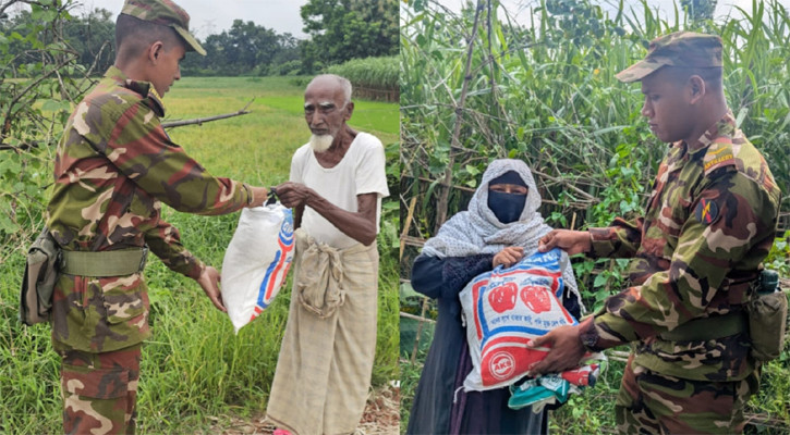দুর্যোগে মানুষের পাশে সেনাবাহিনী, ফটিকছড়িতে ত্রাণ বিতরণ